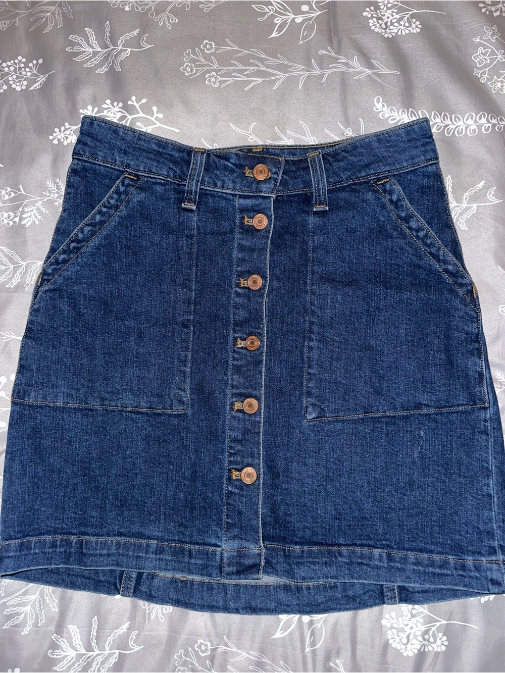 J Crew Classic Button-Front Denim Skirt